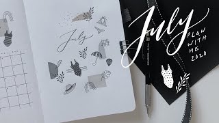 bullet journal | minimal beach theme | plan with me | july 2020