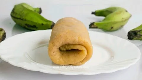 How to make fresh plantain fufu |Green plantain Swallow |Nancy Morgan food Recipes.