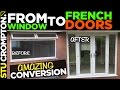 French door conversion, how to remove window