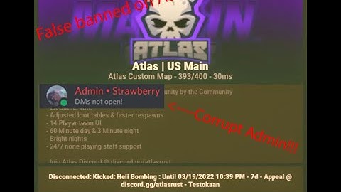 False Banned on Atlas Main