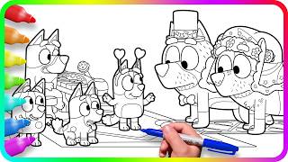BLUEY Coloring Pages - Wedding Game / Do you know How to color Bluey, Bingo, Muffin, Socks? screenshot 2