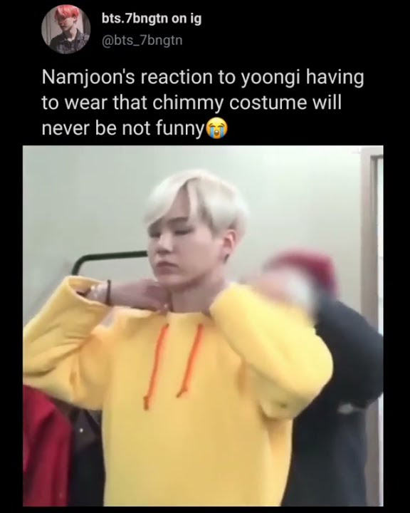 Namjoon's reaction to Yoongi wearing chimmy costume 🤣🤣 #bts #shorts
