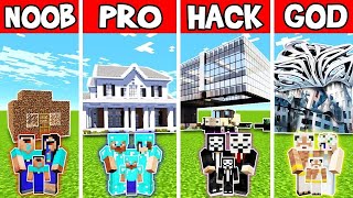HIGH TECH HOUSE BUILD CHALLENGE - NOOB vs PRO vs HACKER vs GOD in Minecraft