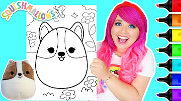 Coloring Squishmallows Reginald the Corgi Dog Plushie Coloring Page | Ohuhu Art Markers