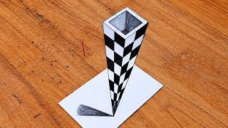 How to draw 3D Optical illusion Tower || Easy 3D Pencil Drawing Optical Illusion