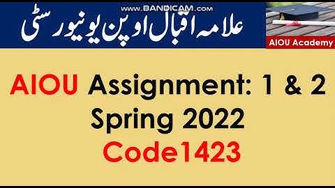 AIOU Code 1423-1 & 2 Solved Assignments Spring 2022