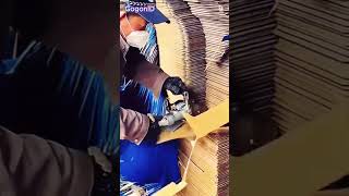 Cutting a stack of cardboard with a super sharp tool #shorts