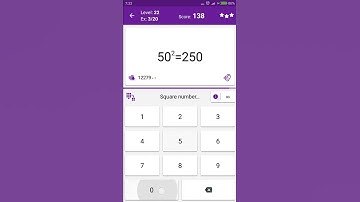 Math Tricks - Training mode - square numbers between 50 and 59 - level 022 (Number Keyboard)