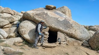🔥 I Built a Hidden Cave Shelter Between Giant Rocks | Survival Camping
