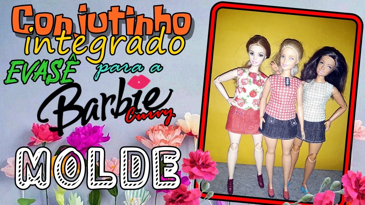 #COSTURANDO Molde do Conjuntinho Integrado Evasê para a Barbie Curvy