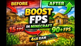 Minecraft FPS BOOST on 4GB RAM 😳 (60+ FPS Guide)
