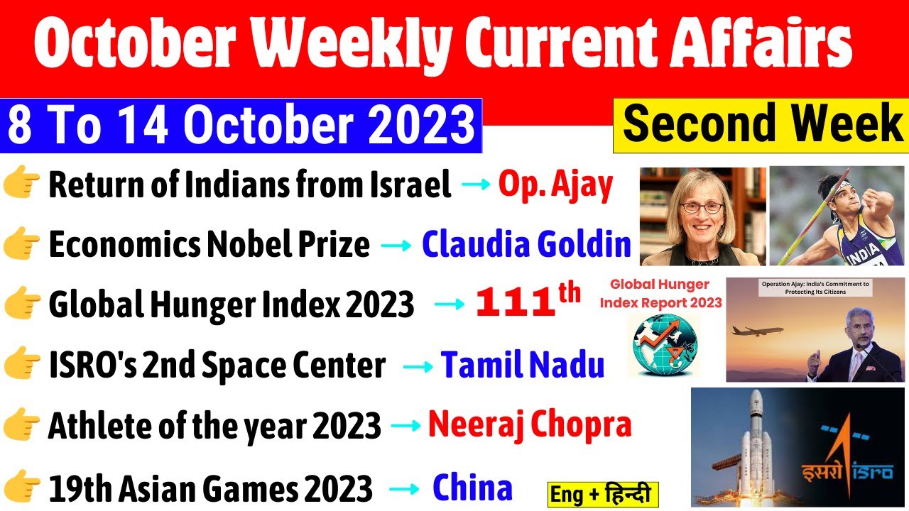 October 2023 Weekly Current Affairs | 8 To 14 October Current Affairs ...