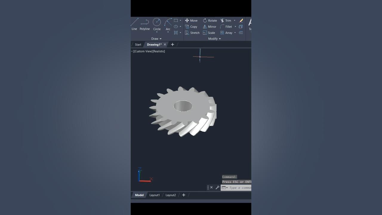 AutoCAD 3D Helical Gear Design autocadshorts YouTube