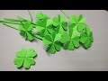 Lucky fourleaf clover origami  easy paper leaves folding instructions