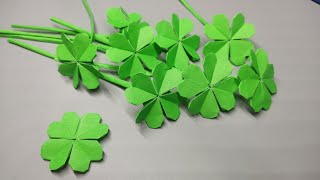 LUCKY FOUR-LEAF CLOVER ORIGAMI / EASY PAPER LEAVES FOLDING INSTRUCTIONS