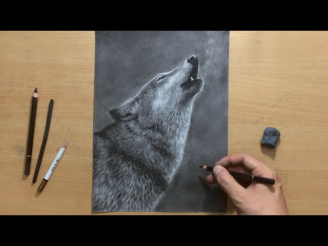 Speed drawing charcoal Sketch tattoo style - skull animal - YouTube