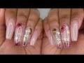 Watch me do my nails | Nude & butterfly/flower decals