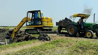 John Deere 2 tractors and sonalika tractor & poclain Jcb matikata video 🚜🚜 ||
