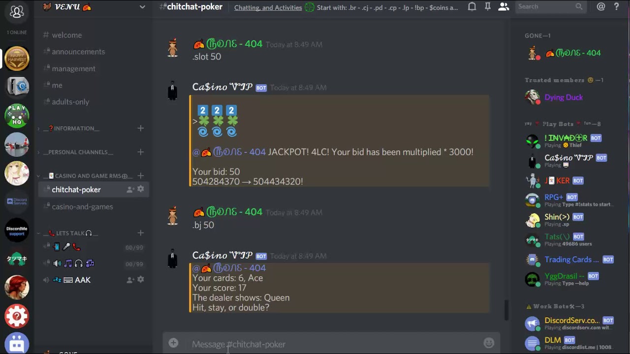 Casino bot discord secret commands