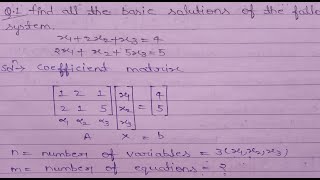 Matrix Form Of LPP In Hindi|Operation Research| Matrix Method Of LPP|Basic Feasible Solution|
