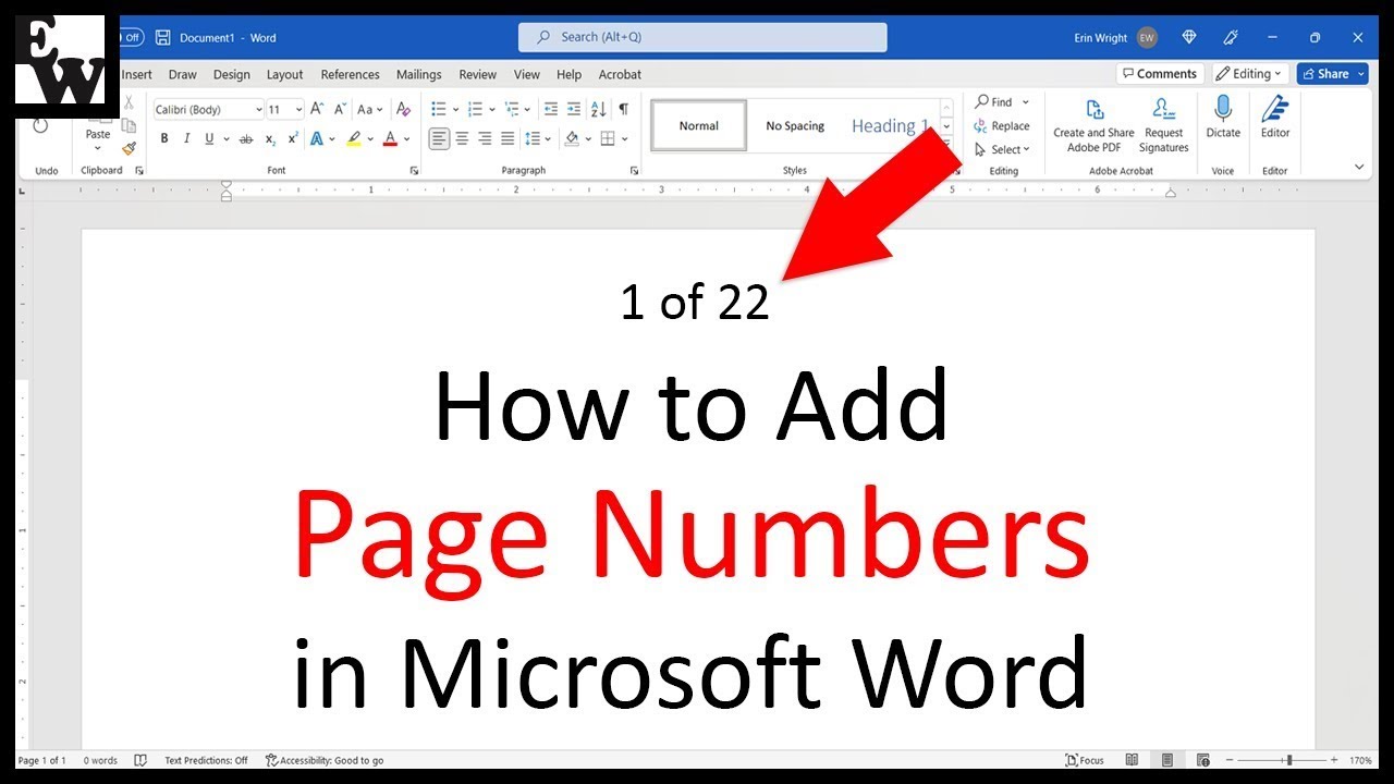 How to Add Page Numbers in Microsoft Word - YouTube