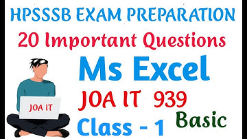MSEXCEL BASIC, CLASS - 1, JOAIT939 !! 20 IMPORTANT QUESTIONS FOR POST CODE939 !! #JOAIT939 #joait965