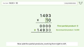 14.93 x 10 Long Multiplication - Step-by-Step