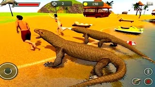 Komodo Dragon Family Sim Beach & City Attack - Animals​ Simulator - Best Android GamePlay screenshot 2