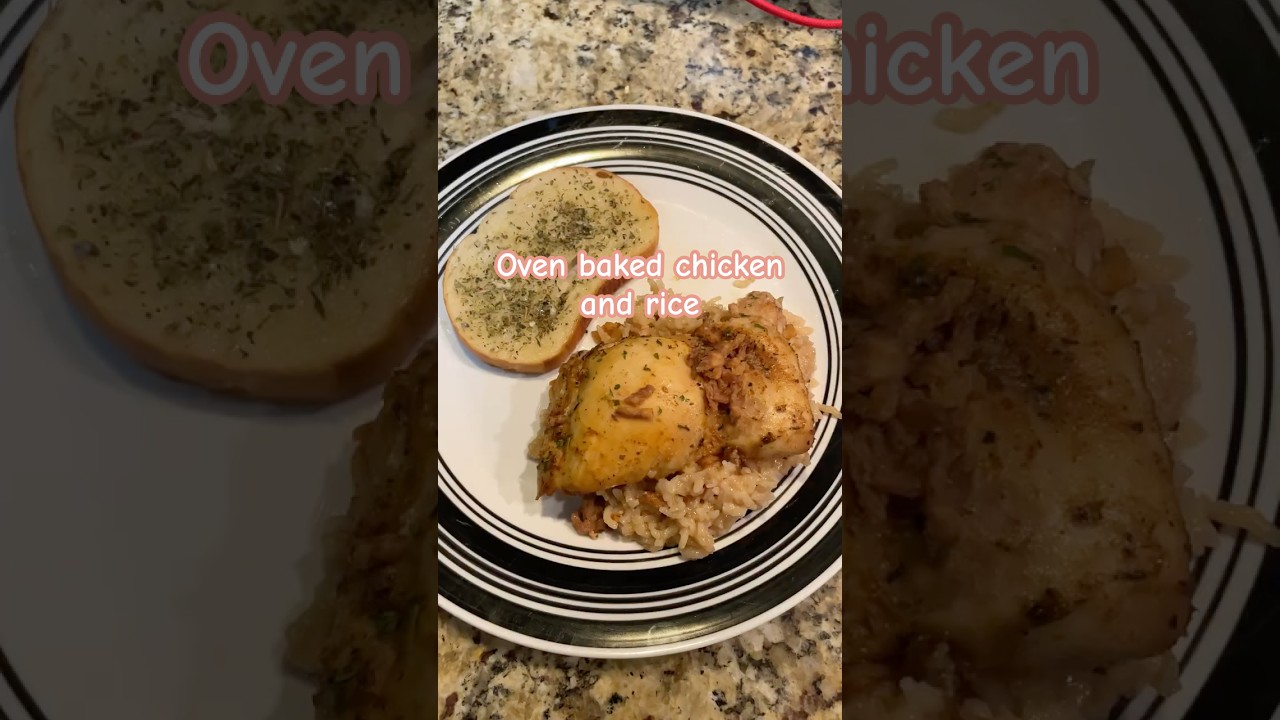 Oven baked chicken and rice! #easyrecipe #cooking #chickenandrice #shorts