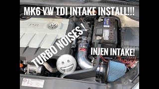 MK6 VW TDI COLD AIR INTAKE INSTALL! ( STOCK VS INJEN INTAKE COMPARISON! )