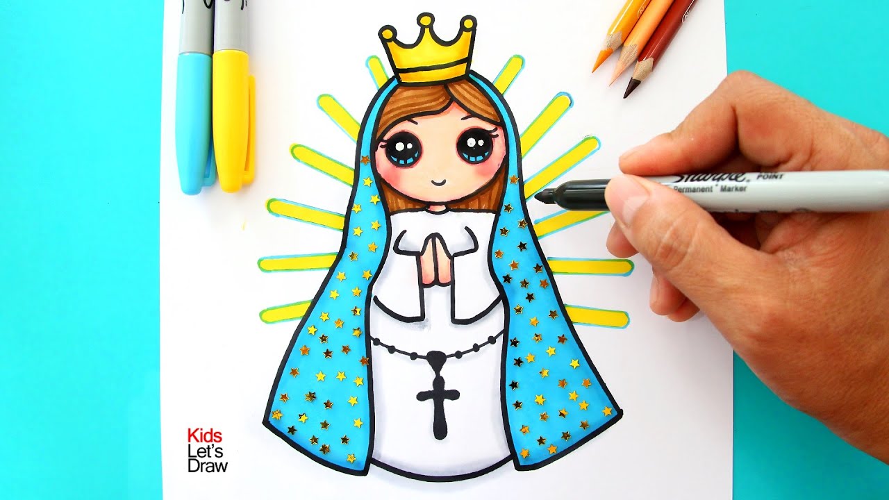 Detalle 31+ imagen dibujos de la virgen maria faciles