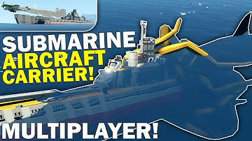 Our AIRCRAFT CARRIER SUBMARINE Got DESTROYED BY A KRAKEN & MEGALODONS In Multiplayer Stormworks!