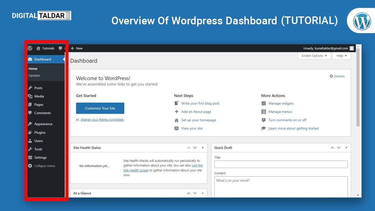 Overview Of WordPress Dashboard - YouTube