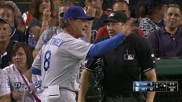 LAD@DET: Mattingly tossed after arguing called strike