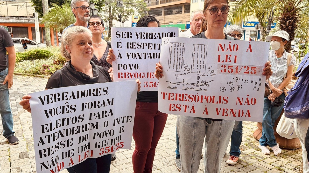 Mais um protesto contra a lei que prevê prédios de até 20 andares em Teresópolis