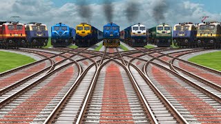 Locomotives Crossing Forketd Tracks Trains Crossing Bumpy Railroad Tracks || train simulator game 🎮