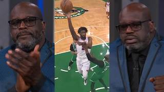 Shaq shows love to Joel Embiid after Game 7 vs Celtics &amp; was loving his stats 😂