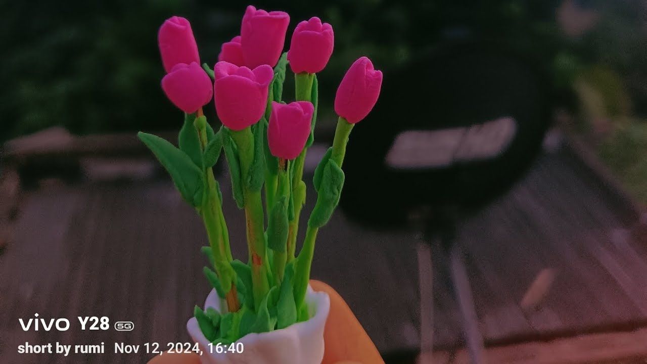 How to make tulip flower by clay|| step by step 