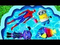 Learn Characters with Super Heroes, Paw Patrol, Barbie, Disney Princesses, Pj Masks in Pool for kids