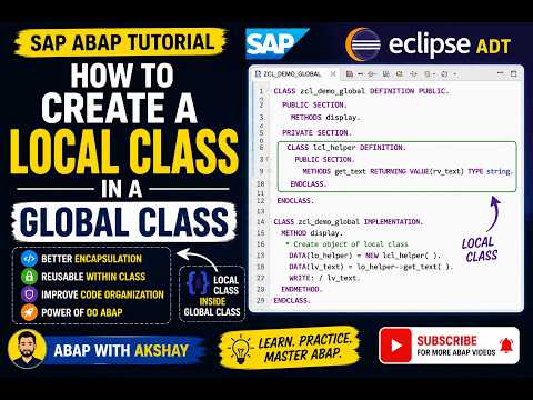 Local Class Inside Global Class in ABAP | Eclipse ADT Tutorial