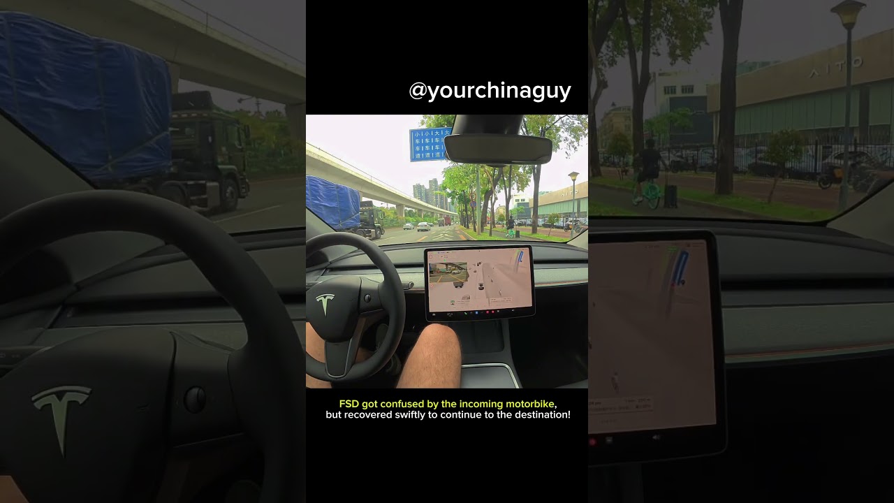 Tesla FSD Handles Tricky Traffic In China! 