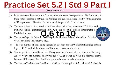 Practice Set 5.2 | Q.6 to 10 | L.5 Linear Equations in Two Variables | 9th Math I Std 9 Algebra