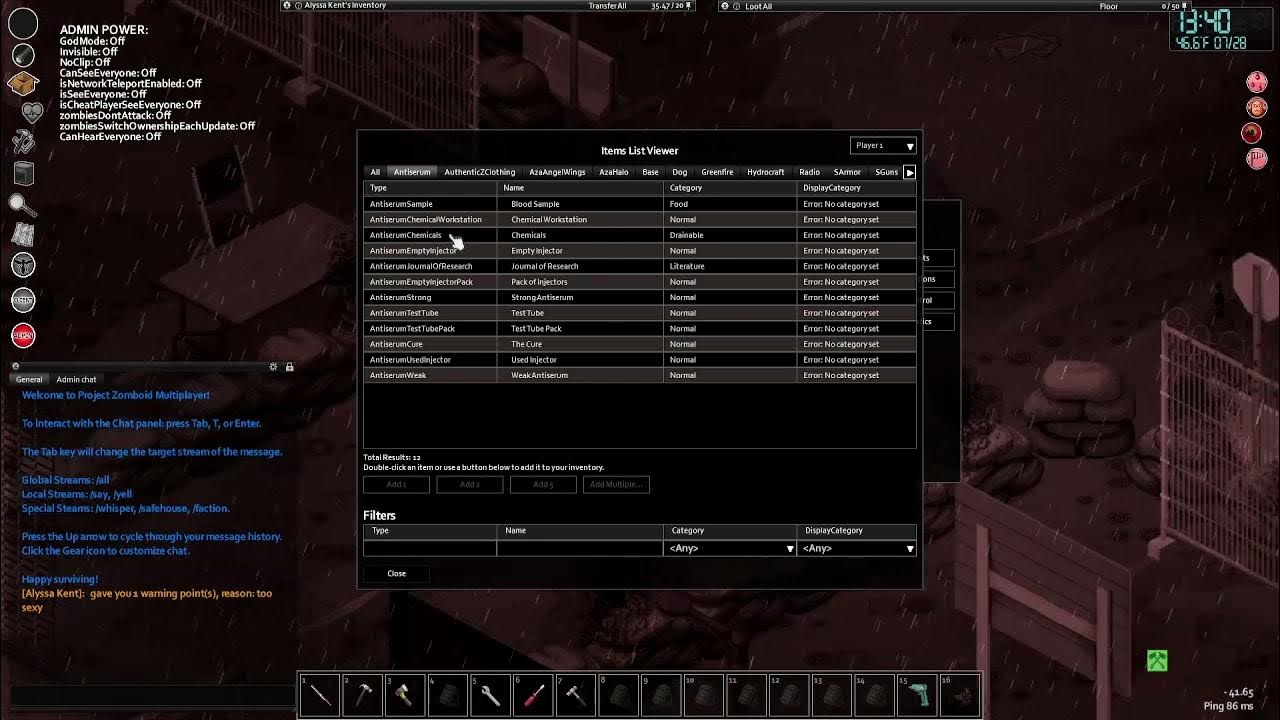 Project Zomboid The Admin Handbook Part 1 Using the Admin Panel