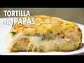 TORTILLA DE PAPAS RELLENA 🥔 Jamón, queso y cebollita