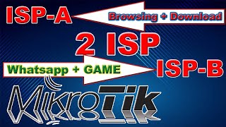 Pisah Jalur Game dan Browsing di MikroTik 2 isp + whastapp