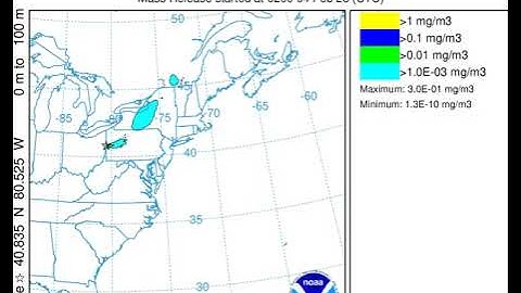 HYSPLIT Air Dispersion model depicting the potential transport of chemical plumes from Ohio disaster