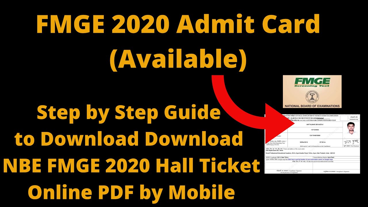 FMGE 2020 Admit Card (Released) - How to Download NBE FMGE 2020 Hall Ticket Online PDF by Mobile