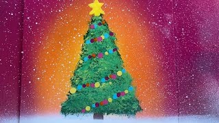 Christmas tree 🎄 spray art easy tutorial for beginners