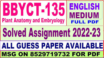 bbyct 135 solved assignment 2022-23 / bbyct 135 solved assignment 2023 English / ignou bscg solved