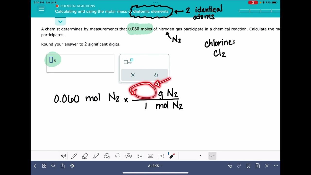 ALEKS: Calculating and using the molar mass of diatomic elements - YouTube